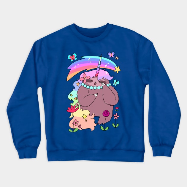 Rainbow Unicorn Sloth Crewneck Sweatshirt by saradaboru